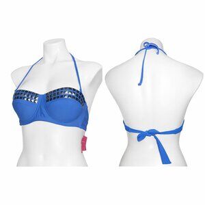 XHILARATION Blue  Halter Underwire Swim Top Size S